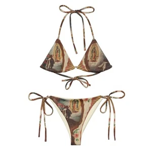 Lady of Guadalupe String Bikini Set, Virgin Mary Inspired Swimwear - Picture 1 of 9