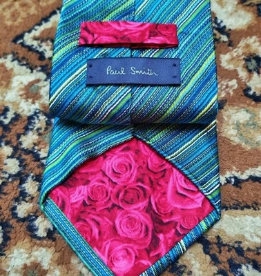 Corbata para hombre vintage Paul Smith London clásica 100 % seda código de barras de lujo Foto 1 de 4