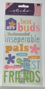 Sticko Glitter Friendship Stickers 40PC EK Success BFF Scrapbook Planner Sealed - Picture 1 of 8