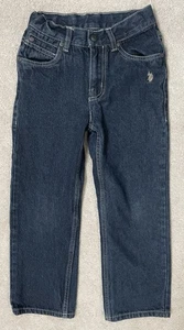 US Polo Assn Boys Jeans Youth Size 6 Straight Fit Dark Wash Denim Embroidered - Picture 1 of 4