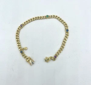 PANZER - ARMBAND  in585/- 14 crt. GG  ca. 19,5 cm mit 5 Cab. Safir,Rubin,Smaragd - Bild 1 von 4