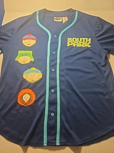 Maglia baseball SOUTH PARK manica corta con bottoni blu taglia large Cartman - Foto 1 di 11