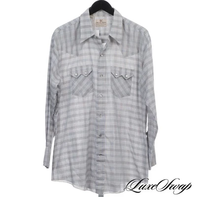 Camisa a Cuadros Vintage Marca Dee Cee Hecha en EE. UU. Diente de Sierra Occidental A Presión Btn 17 Sin Reserva Foto 1 de 4