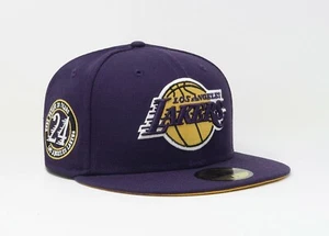 New Era 59Fifty Men Cap Los Angeles Lakers Kobe 20 Years Purple Collectable Hat - Picture 1 of 6