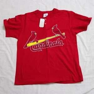 Vintage St Louis Cardinals Youth Boys L Red Button Henley T Shirt Majestic - Picture 1 of 4