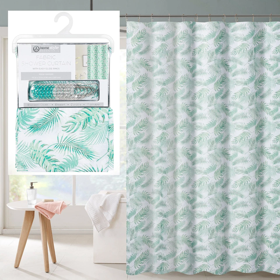 Сверхпрочные тканевые занавески для душа 70 x 72 дюйма с 12 умственными крючками водонепроницаемые и моющиеся - Изображение 1 из 4