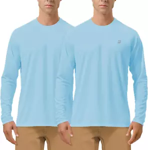 Mens UPF 50+ UV Sun Protection Shirts Outdoor Long Sleeve SPF Rash Guard for Fis - Picture 1 of 12