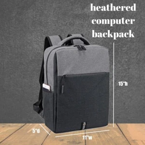 Deluxe 15" Laptop Tablet Travel Backpack Slim Computer Book Bag Heather Grey - Picture 1 of 5