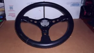Vintage Grant GT Leather Stitched 3-Spoke Steering Wheel W/ Spline Quick Release - Picture 1 of 8