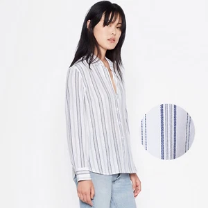 EQUIPMENT Leema Silk Shirt in Seaside Blue Stripe Size Large L - Picture 1 of 5