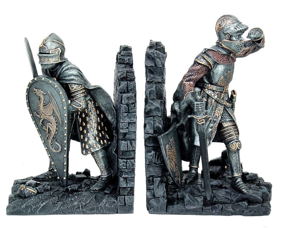 PT Knights in Armor Hand Painted Resin Bookends Set - Image 1 of 1