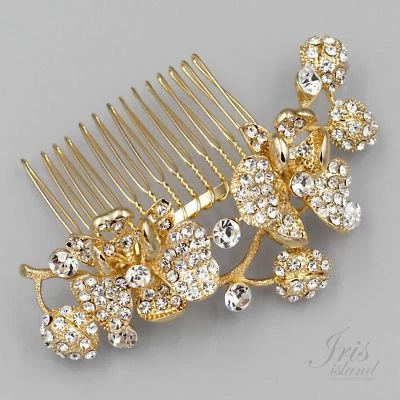 Свадебный волос расческа кристалл головной убор заколка свадебный аксессуар 09942 золотой цветок - Изображение 1 из 4