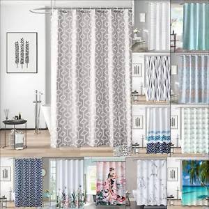 BATHROOM SHOWER CURTAINS Premium Printed Heavy Duty Mildew Resistant Poly Fabric - Picture 1 of 77