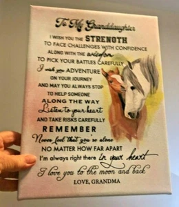 LOVE GRANDMA to My Granddaughter HORSE & Foal CANVAS PICTURE 9X12 Wall Hanging - Picture 1 of 10
