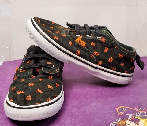 Nice VANS San Francisco Giants MLB Black Toddlers Canvas Low Skater Shoes US 10 Cover