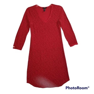 Chaps Womens M Red Black Floral Long Sleeve Night Gown - Picture 1 of 4
