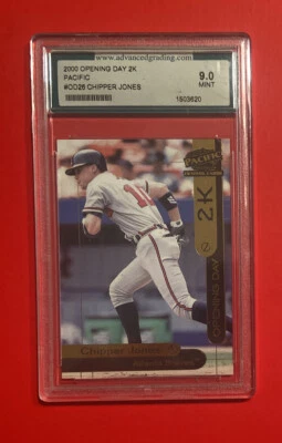 2000 Pacific 2K 开放日 CHIPPER JONES #OD26 AGS 9 亚特兰大勇士队分级卡 — 第 1/2 张图片