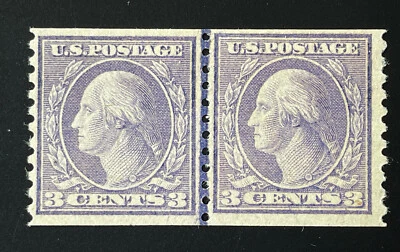 US Stamps; Scott #494 Genuine Coil Line Pair Washington Franklin  M LH OG  VF - Image 1 of 4