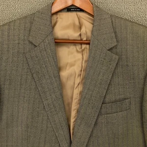 Lauren Ralph Lauren Wool Sport Coat Jacket Mens 42 Long Beige Herringbone Casual - Picture 1 of 14