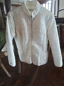Vntg SUSAN BRISTOL quilted women's white coat Euc gorgeous size medium - Picture 1 of 4