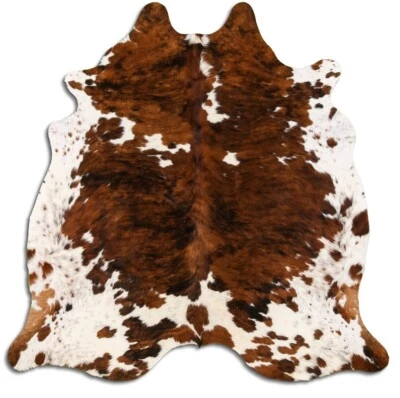 Real Cowhide Rug Exotic Tricolor Size 6 by 7 ft, Top Quality, Large Size