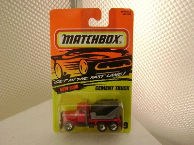 1996 MATCHBOX SUPERFAST #19 RED PETERBILT CEMENT TRUCK BLACK BARREL NEW ON CARD - Image 1 of 3