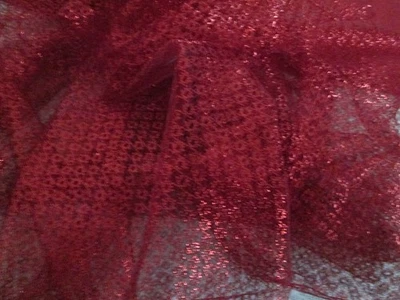 复古 万圣节金属红色透明网布 56 英寸宽 x 33 英寸 — 第 1/4 张图片