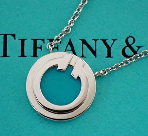 Tiffany & Co. 22SS Japan 50th anniversary turquoise  K18WG T toe circle Necklace - Picture 1 of 9