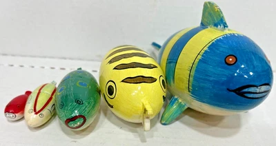 Винтажный набор из 5 деревянных игрушек-рыб Shackman из Японии - Изображение 1 из 4