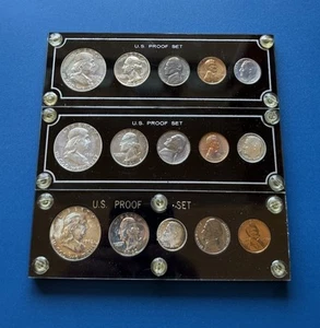 1960,1961,1962 US Proof Sets in Black Capital Plastic Cases - Picture 1 of 2