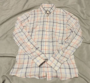 Peter Millar Shirt Mens Small Linen Plaid Long Sleeve Casual Button Down Golf - Picture 1 of 9