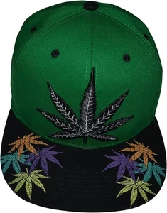 Sombrero de hierba, sombreros de hoja de olla, gorra de marihuana Snapback, gorras de béisbol de cannabis,... - Imagen 1 de 6