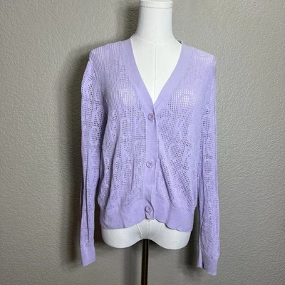 Cárdigan Calvin Klein Púrpura Cuello en V Manga Larga Suave Elástico Tejido XL Verano Foto 1 de 4
