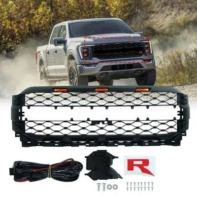Front Grill for 2005-2007 FORD F250 W/Lights Black Foto 1 de 4