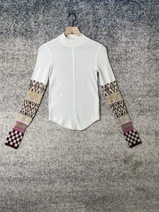 Free People Thermal Cuff Top Women’s Ivory Longsleeve Small - Picture 1 of 9