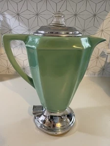 Cafetera verde vintage percoladora Art Deco cerámica o porcelana años 30 40 - Imagen 1 de 14