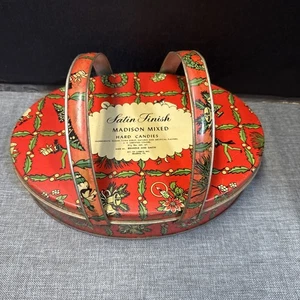 VTG Luden's Madison Christmas Themed Hard Candies Tin w/Handles - Reading, PA - Picture 1 of 4