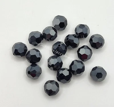 Swarovski Crystal Jet Hematite 2X cuentas redondas 5000; 4 mm (24), 6 mm (12), 8 mm (6) Foto 1 de 2