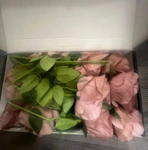 Waipfuru 16Pcs. Artificial Flowers-Faux Real Touch Roses -Dusty Rose Color-New - Picture 1 of 5