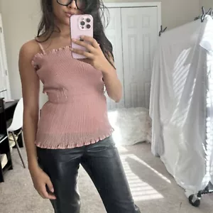 Muñeca bebé rosa malva plisada sin mangas, correas de espagueti, transparente, talla S/M - Imagen 1 de 7