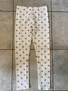 EUC Girls XXL 18 Cat & Jack Fleece Lined Leggings Pants Gold Glitter Polka Dot - Picture 1 of 9