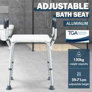 Adjustable Shower Chair Bath Seat Heavy Duty Bathtub Armrests Aid Bench Bathroom - Picture 1 of 11