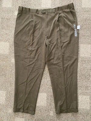 男式 Adolfo 百褶前礼服裤子棕色 50W X 32L 100% 聚酯纤维 — 第 1/4 张图片