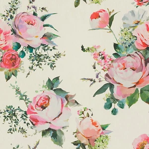 Stoff Meterware große Rosen Half Panama Deko Vorhang Kissen Tischwäsche - Bild 1 von 1