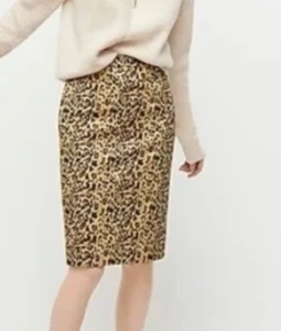 Gonna a matita J.Crew reimmaginata stampa leopardata motivo animalier misto cotone taglia 10 - Foto 1 di 6