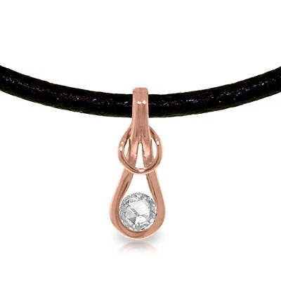 14K. GOLD & LEATHER NECKLACE WITH 0.50 CT. DIAMOND Foto 1 de 4