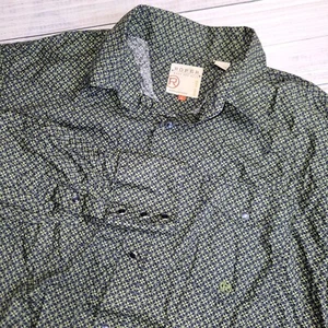 Roper Pearl Snap Shirt Mens Large Long Sleeve Western Navy Blue Green Geometric - Picture 1 of 9