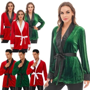 Unisex Adultos Albornoz Terciopelo Suave Kimono Bata Tema Navidad Disfraz Ropa de dormir - Imagen 1 de 39