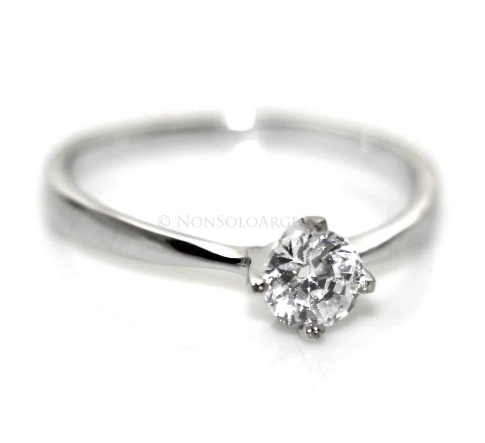ANELLO SOLITARIO DONNA in ARGENTO 925 ZIRCONE BRILLANTE FIDANZAMENTO 5 mm 0,5 ct - Immagine 1 di 1