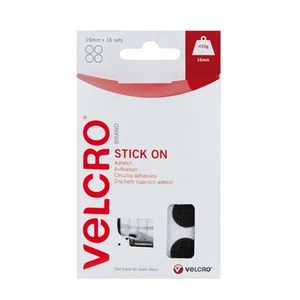 VELCRO® Brand Hook & Loop Stick On Coins - 16mm Black or White - 16 Sets - Picture 1 of 4